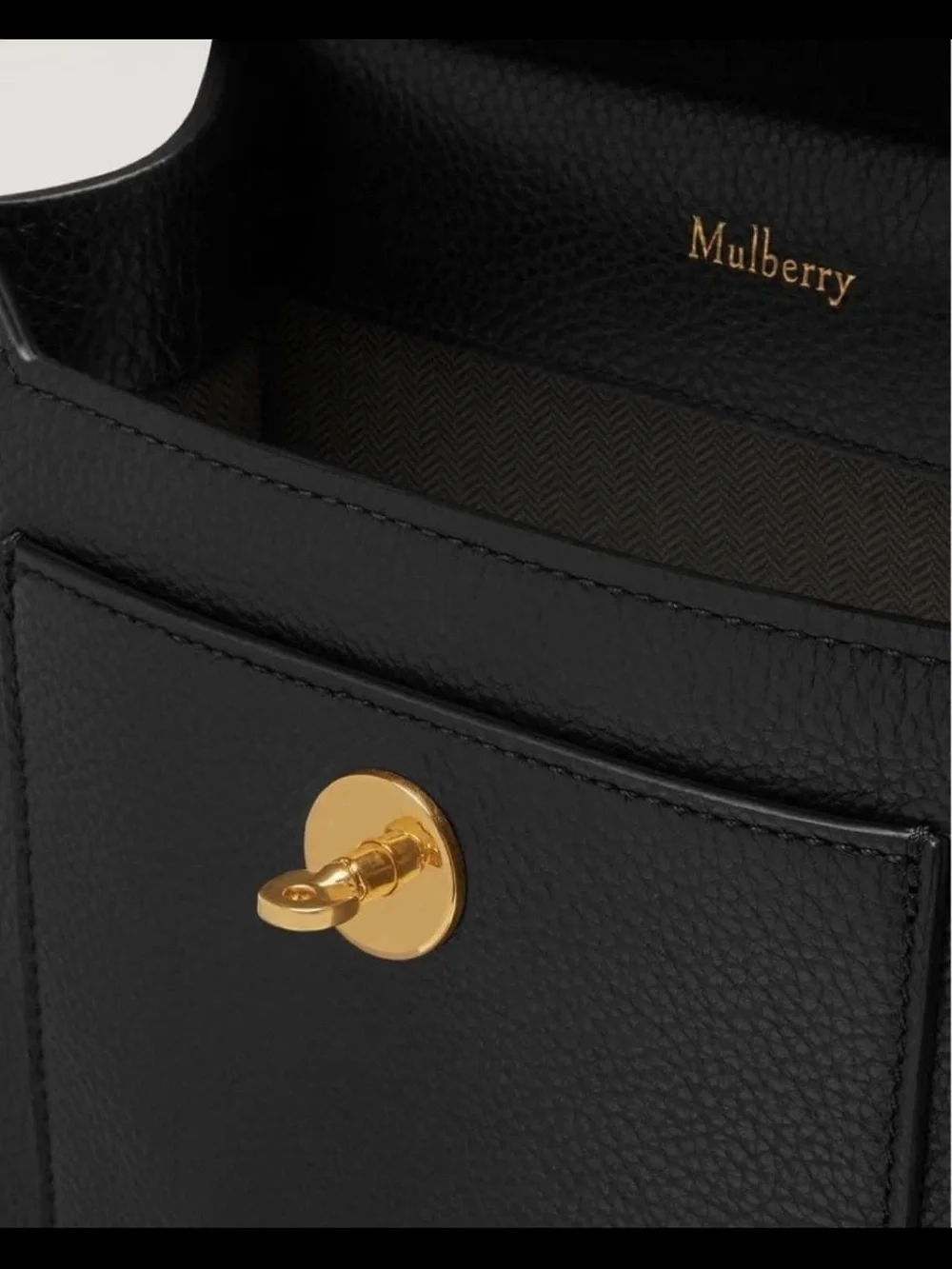 Mulberry Black Leather Crossbody Bag with Gold Hardware